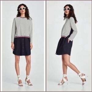 Zara Navy Striped Poplin Sweater Dress 🔲⚜️♥️